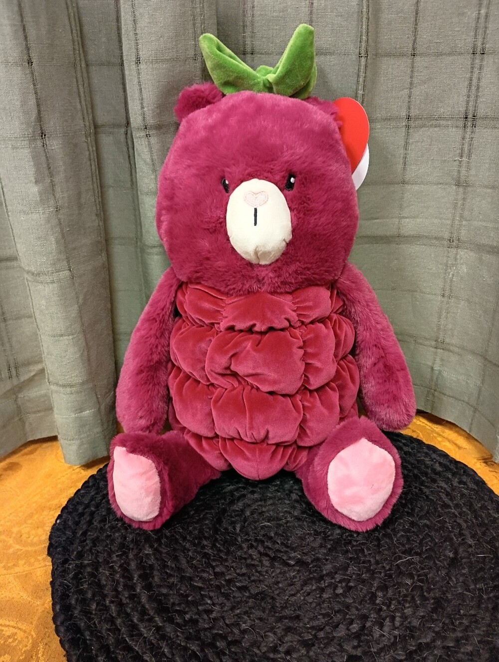 NWT Gigglescape Raspberry Plush Stuffed Bear Size 12"